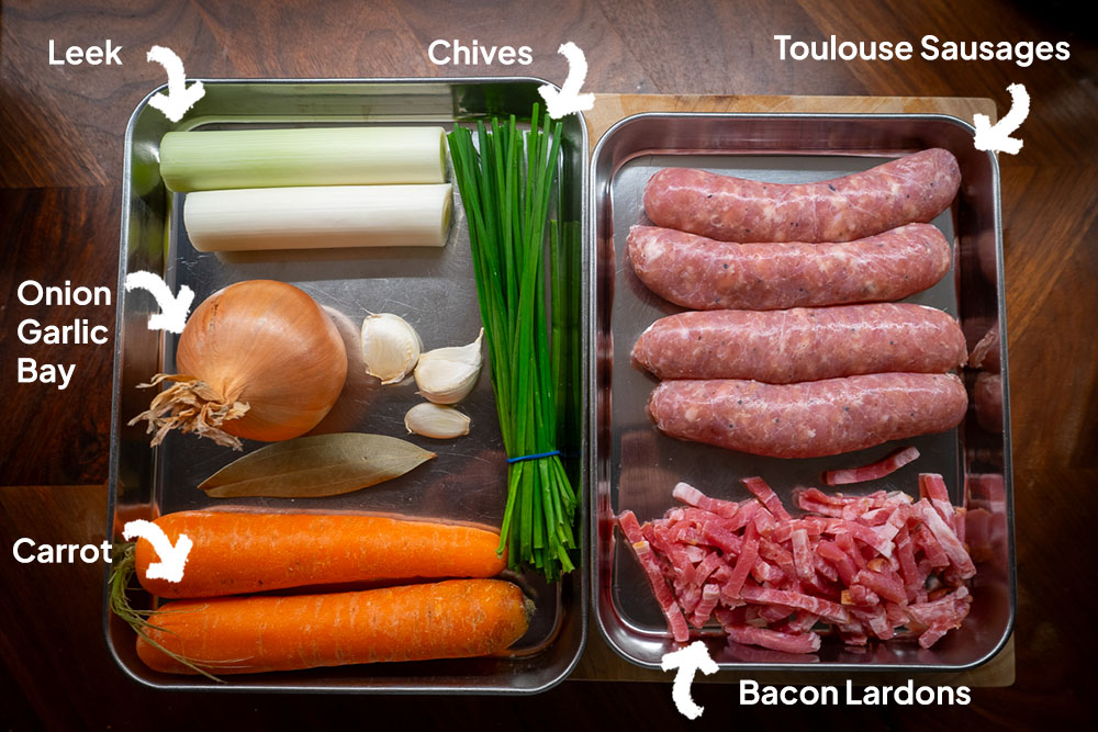 ingredients for French lentil recipe