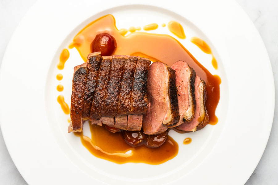 roast duck breast and cherry sauce